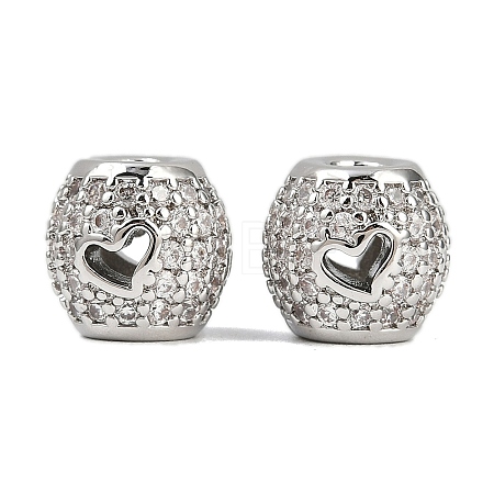 Brass Micro Pave Cubic Zirconia Beads KK-F906-23P-1