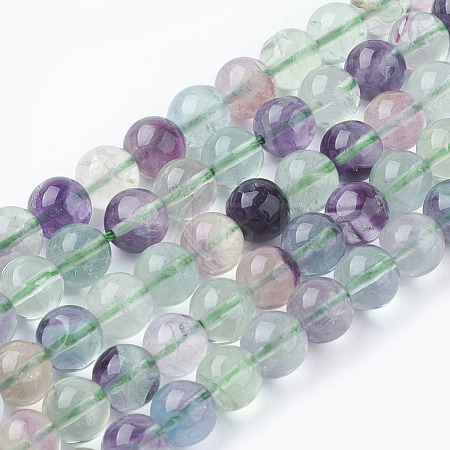 Natural Fluorite Beads Strands G-E112-8mm-19-1