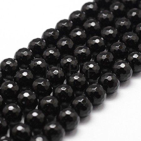 Natural Dyed & Heated Black Onyx Beads Strands X-G-D840-22-8mm-1