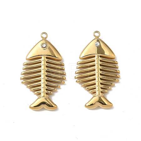 304 Stainless Steel Rhinestone Pendants Ion Plating(IP) STAS-V015-02G-1