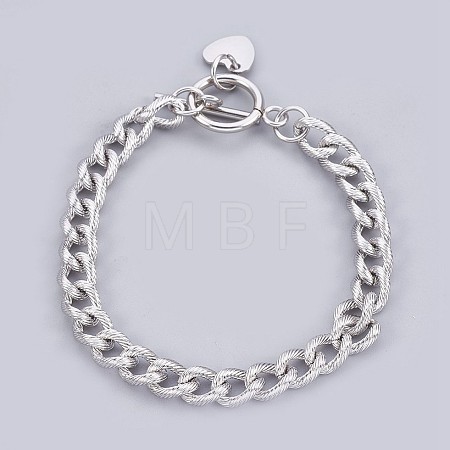 Tarnish Resistant 304 Stainless Steel Curb Chain Bracelets BJEW-P237-06P-1