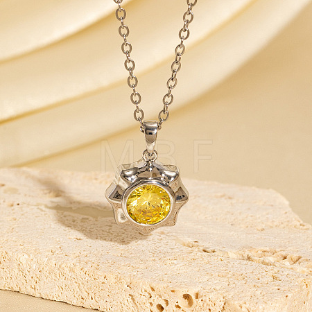 Brass Pave Gold Cubic Zirconia Star Pendant Necklaces for Women WG2341B-04-1