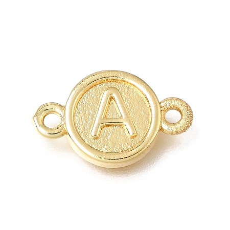 Brass Disc with Initial Links Connector Charms KK-E802-36G-A-1