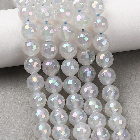 Electroplated Natural Agate Beads Strands G-B191-A07-8mm-01-1
