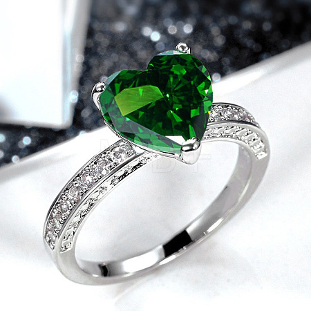 Brass Micro Pave Cubic Zirconia Finger Rings for Women FS-WGC99AF-12-1