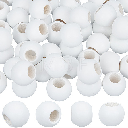 50Pcs Spray Painted Wood European Beads WOOD-PA0001-78B-1