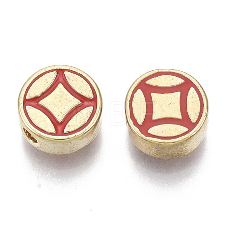 Brass Enamel Beads KK-N232-24B-01-NF-1