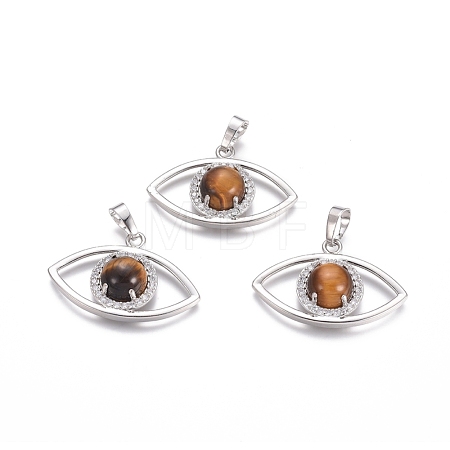 Natural Tiger Eye Pendants G-L512-H10-1