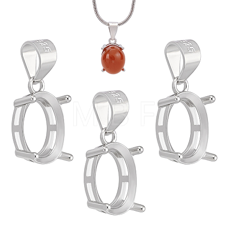 3Pcs Sterling Silver Basket Pendant Setting with Prongs Mounting FIND-PH0028-44-1