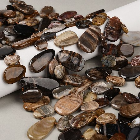 Natural Petrified Wood Beads Strands G-C253-06-1
