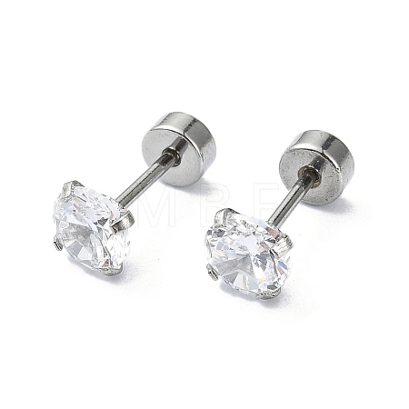 304 Stainless Steel Crystal Rhinestone Ear False Plugs STAS-C089-04C-P-1