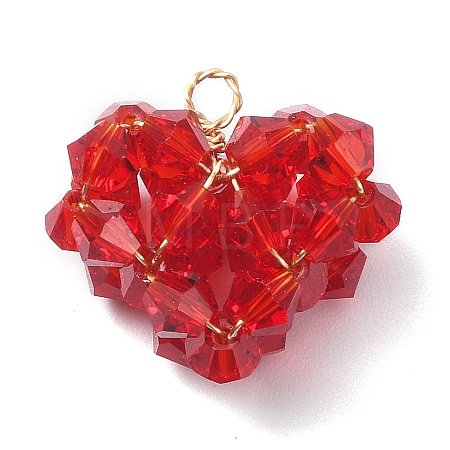 Imitation Austrian Glass Beaded Pendants PALLOY-TA00047-1