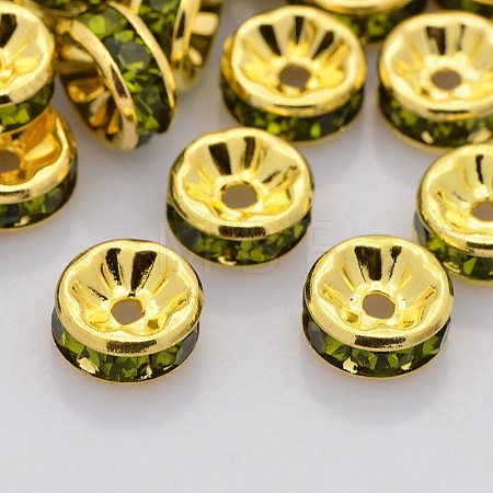 Brass Rhinestone Spacer Beads RB-A014-Z6mm-09G-1