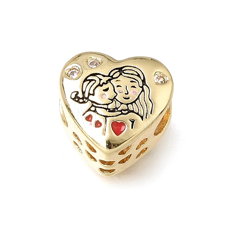 Mother's Day Brass Enamel Beads KK-E802-14G-B-1