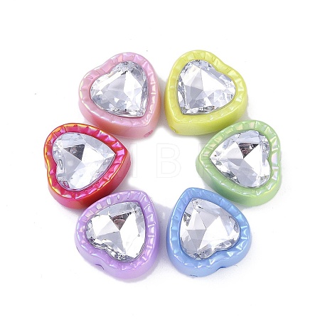 UV Plating Iridescent Acrylic with Rhinestone Beads X-OACR-B021-08-1