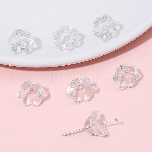 10Pcs Gradient Color Transparent Glass Bead Caps PW-WG464DA-11-1