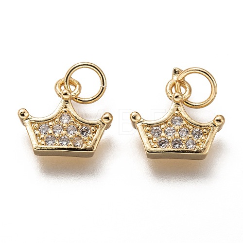 Brass Micro Pave Clear Cubic Zirconia Charms ZIRC-C020-39G-1