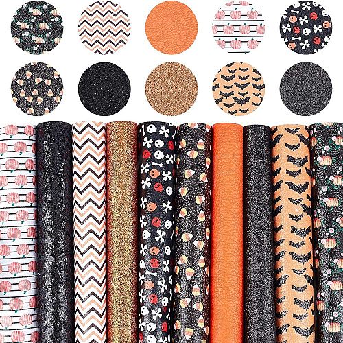 Halloween Printed PU Leather Fabric Sheet AJEW-WH0113-78-1