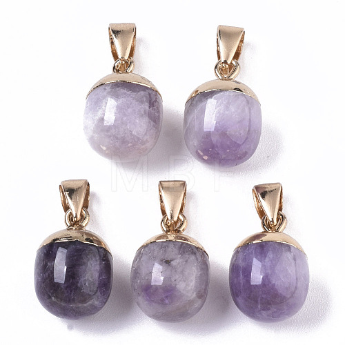 Top Golden Plated Natural Amethyst Pendants X-G-T131-03H-1