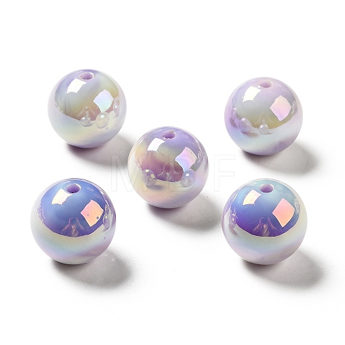 UV Plating Opaque Rainbow Iridescent Acrylic Beads MACR-D063-01B-04-1