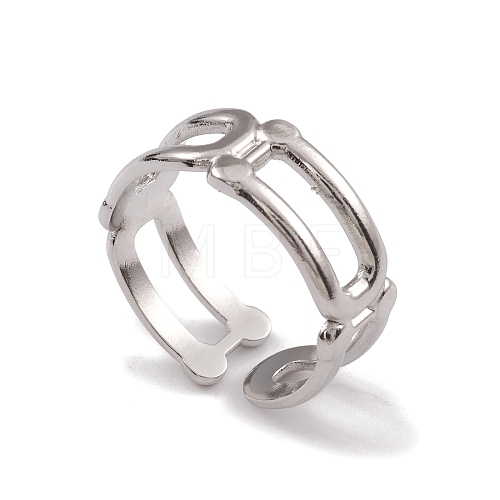 Non-Tarnish 304 Stainless Steel Hollow Out Oval Wrap Open Cuff Rings for Women RJEW-G285-51P-1