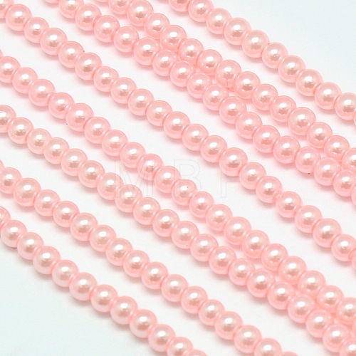 Eco-Friendly Dyed Glass Pearl Round Bead Strands X-HY-A002-4mm-RB033-1