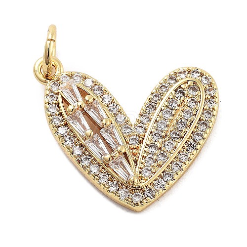 Rack Plating Brass Micro Pave Cubic Zirconia Pendants KK-Z071-57G-1