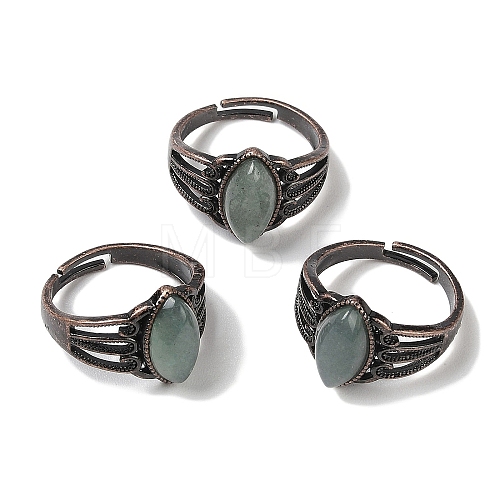 Natural Green Aventurine Horse Eye Adjustable Rings RJEW-K271-05R-12-1