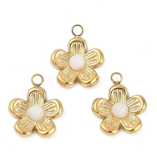 Natural White Jade Flower Charms STAS-I325-143G-03-1