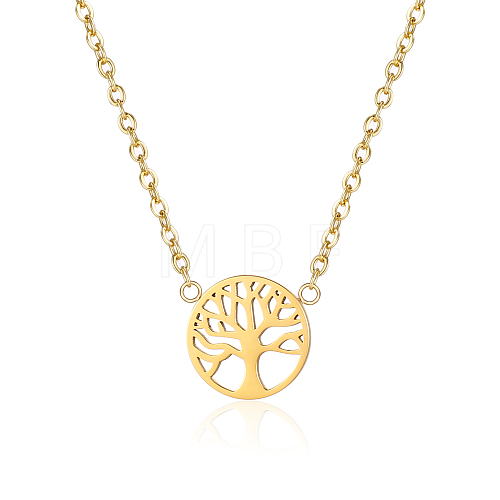 Elegant Stainless Steel Tree of Life Pendant Necklace for Women. AO2762-1-1