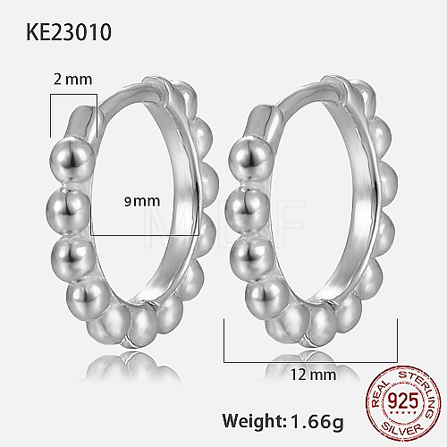 Rhodium Plated 925 Sterling Silver Hoop Earrings BO1095-1-1