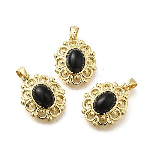 Natural Black Onyx(Dyed & Heated) Pendants G-K381-01G-04-1