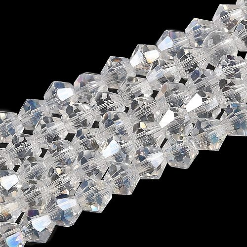 Transparent Electroplate Glass Beads Strands EGLA-A039-T6mm-B13-1