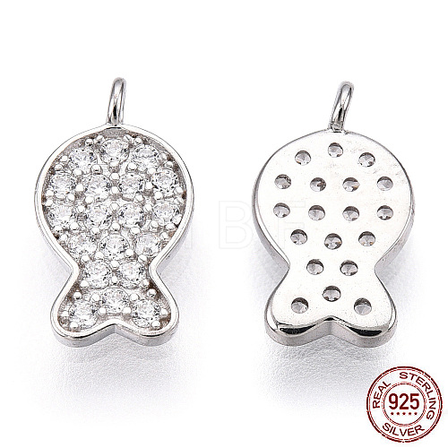 Rhodium Plated 925 Sterling Silver Micro Pave Cubic Zirconia Charms STER-T004-68P-1