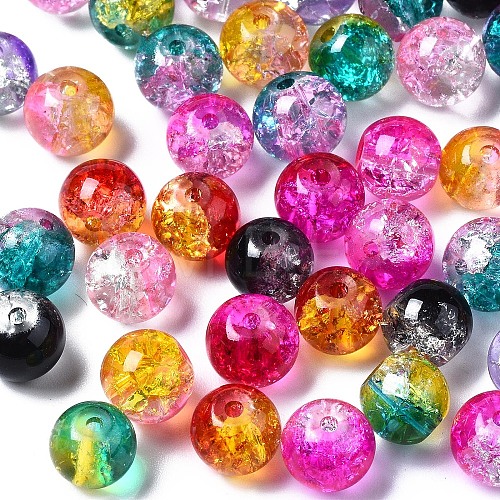 Transparent Crackle Baking Painted Glass Beads DGLA-N033-10-1