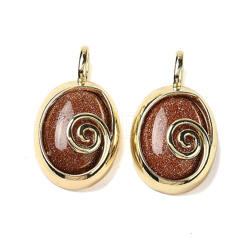 Synthetic Goldstone Oval Pendants G-K371-01G-06-1