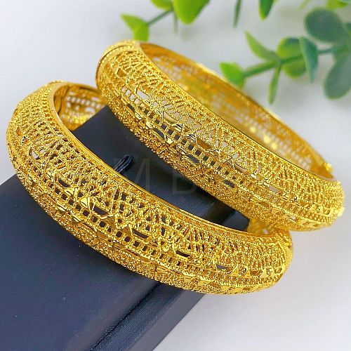 2Pcs Brass Alloy Bangles for Women WGEEFE8-12-1