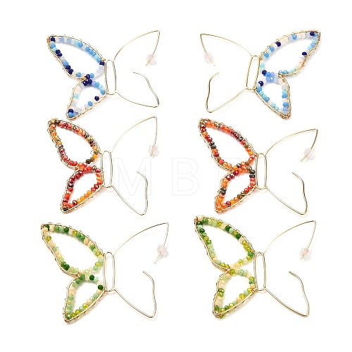 Butterfly Glass Beads Dangle Earrings for Girl Women EJEW-JE04657-1