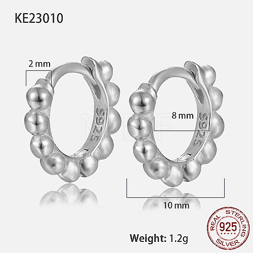 Rhodium Plated 925 Sterling Silver Hoop Earrings BO1095-2-1