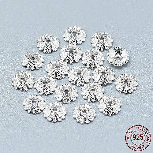 925 Sterling Silver Bead Caps X-STER-T002-87S-1