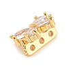 Brass Pave Clear Cubic Zirconia Slide Charms KK-Z072-13G-02-2