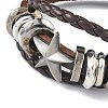 PU Leather & Waxed Cords Triple Layer Multi-strand Bracelets BJEW-G709-01-3