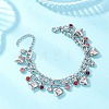 Heart 304 Stainless Steel Figaro & Ball Chains Double Layers Bracelets BJEW-JB13177-01-1
