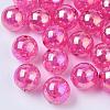 AB Color Transparent Crackle Round Acrylic Beads CACR-S006-06-1