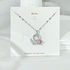 304 Stainless Steel Pave Pink and Clear Cubic Zirconia Pendant Necklaces FS-WGACF2A-02-1