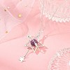 Natural Amethyst Alloy Star Pendant Necklaces for Women NJEW-TA00273-03-1