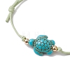 Synthetic Turquoise Turtle Braided Bead Bracelet BJEW-JB11086-01-3