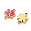 304 Stainless Steel Enamel Flower Links Connector Charms STAS-K330-16G-02-2