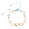 Ocean Synthetic Turquoise Fish Starfish and Natural Flower Amazonite Round Braided Bead Bracelets BJEW-JB14477-4