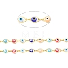 304 Stainless Steel & Evil Eye Glass Beads Link Chain CHS-D034-01G-2